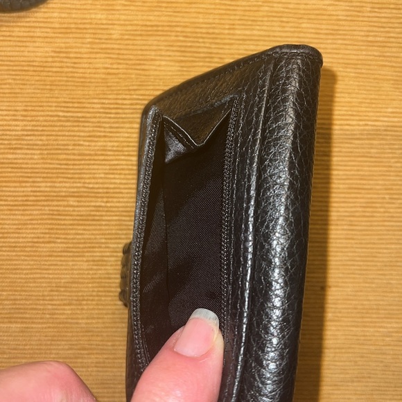 BRIGHTON BLACK PEBBLED LEATHER 3-SECTION SMALL WALLET 3x5 SILVER TONE HEART SNAP - Picture 7 of 7